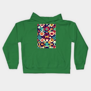 A retro-inspired pattern featuring bold colors and geometric shapes reminiscent of the 1970s. Kids Hoodie